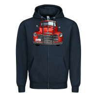 Navy western red truck front view Zipper Hoodie - FaDigitalArtStudio
