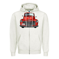 Oatmeal Heather western red truck front view Zipper Hoodie - FaDigitalArtStudio
