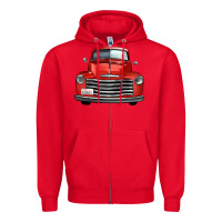 Red western red truck front view Zipper Hoodie - FaDigitalArtStudio