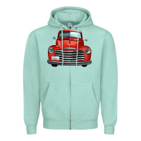 Seafoam western red truck front view Zipper Hoodie - FaDigitalArtStudio