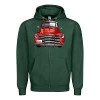Sports Green western red truck front view Zipper Hoodie - FaDigitalArtStudio