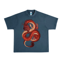 Midnight Navy red dragon Urban Heavy Tee - RanaPortraitStore