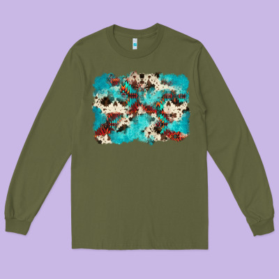 Aztec Cowhide Background Long Sleeve Tee Designed By Zillion Design Studio