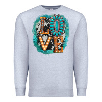 Heather Grey love western Premium Sweatshirt - AdoDesignShop
