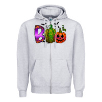 Heather Grey boo halloween Zipper Hoodie - RacoonDesign