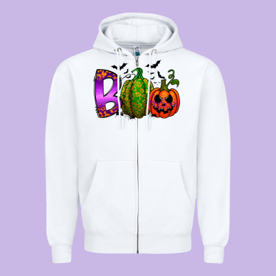 Boo Halloween Zipper Hoodie Designed By Racoondesign