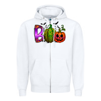White boo halloween Zipper Hoodie - RacoonDesign