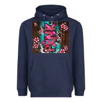 Navy western pattern pink with floral cancer ribbon Heavyweight Hoodie - AdoDesignShop