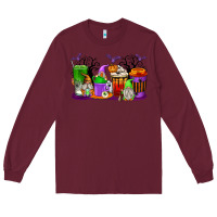 Burgundy Halloween Gnomes Coffee Cups Long Sleeve Tee - texasbilliewilder
