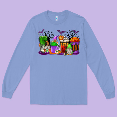Halloween Gnomes Coffee Cups Long Sleeve Tee Designed By Texasbilliewilder