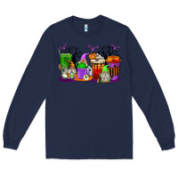 Navy Halloween Gnomes Coffee Cups Long Sleeve Tee - texasbilliewilder
