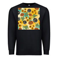Black leopard pumpkin cactus sunflower seamless Premium Sweatshirt - AdoDesignShop