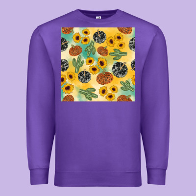 Leopard Pumpkin Cactus Sunflower Seamless Premium Sweatshirt Designed By Adodesignshop