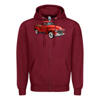 Burgundy western red truck right 34 view 1 Zipper Hoodie - FaDigitalArtStudio