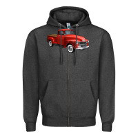 Charcoal Heather western red truck right 34 view 1 Zipper Hoodie - FaDigitalArtStudio