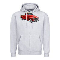 Heather Grey western red truck right 34 view 1 Zipper Hoodie - FaDigitalArtStudio