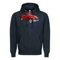 Navy western red truck right 34 view 1 Zipper Hoodie - FaDigitalArtStudio