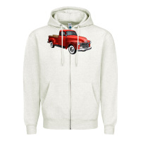Oatmeal Heather western red truck right 34 view 1 Zipper Hoodie - FaDigitalArtStudio