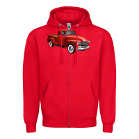 Red western red truck right 34 view 1 Zipper Hoodie - FaDigitalArtStudio