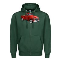 Sports Green western red truck right 34 view 1 Zipper Hoodie - FaDigitalArtStudio