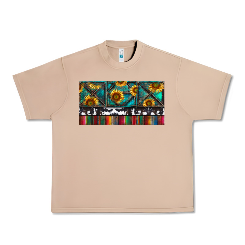 Rusty Sunflowers With Cowhide And Turquoise Urban Heavy Tee by RanaPortraitStore | Teevron