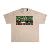 French Oak Rusty Sunflowers with Cowhide and Turquoise Urban Heavy Tee - RanaPortraitStore
