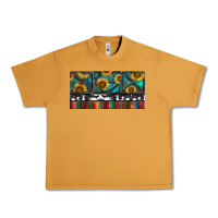 Peanut Butter Rusty Sunflowers with Cowhide and Turquoise Urban Heavy Tee - RanaPortraitStore