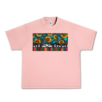 Salmon Rusty Sunflowers with Cowhide and Turquoise Urban Heavy Tee - RanaPortraitStore