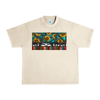 Sandshell Rusty Sunflowers with Cowhide and Turquoise Urban Heavy Tee - RanaPortraitStore