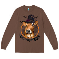 Chestnut Halloween Cow Moo I Mean Boo Long Sleeve Tee - texasbilliewilder
