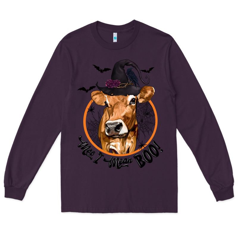 Halloween Cow Moo I Mean Boo Long Sleeve Tee by texasbilliewilder | Teevron