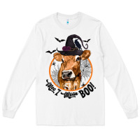 White Halloween Cow Moo I Mean Boo Long Sleeve Tee - texasbilliewilder