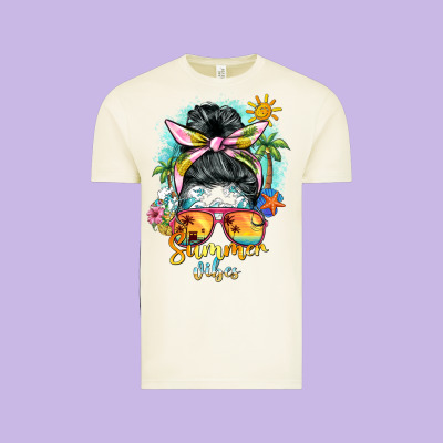 Summer Vibes Messy Bun Vintage Tee Designed By Barkaloodesign