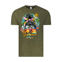 Vintage Olive summer vibes messy bun Vintage Tee - BarkalooDesign