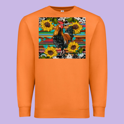 Western Coop Animals Rooster Sunflowers Cowhide Wooden Serape Glitter Premium Sweatshirt Designed By Artiststas