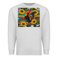 Dove Grey western coop animals rooster sunflowers cowhide wooden serape glitter Premium Sweatshirt - Artiststas