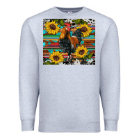 Heather Grey western coop animals rooster sunflowers cowhide wooden serape glitter Premium Sweatshirt - Artiststas