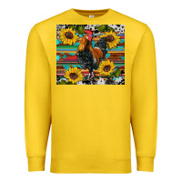 Lemon western coop animals rooster sunflowers cowhide wooden serape glitter Premium Sweatshirt - Artiststas