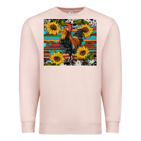 Pale Pink western coop animals rooster sunflowers cowhide wooden serape glitter Premium Sweatshirt - Artiststas