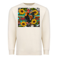 Sandshell western coop animals rooster sunflowers cowhide wooden serape glitter Premium Sweatshirt - Artiststas