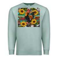 Seafoam western coop animals rooster sunflowers cowhide wooden serape glitter Premium Sweatshirt - Artiststas