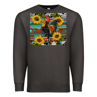 Smoke western coop animals rooster sunflowers cowhide wooden serape glitter Premium Sweatshirt - Artiststas