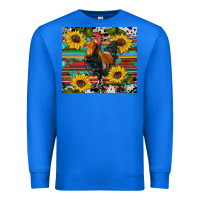 True Royal western coop animals rooster sunflowers cowhide wooden serape glitter Premium Sweatshirt - Artiststas