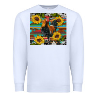 White western coop animals rooster sunflowers cowhide wooden serape glitter Premium Sweatshirt - Artiststas