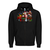 Black christmas farm animals truck Zipper Hoodie - RacoonDesign