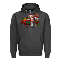 Charcoal Heather christmas farm animals truck Zipper Hoodie - RacoonDesign