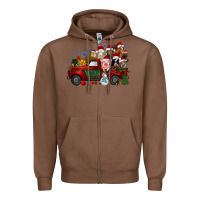 Chestnut christmas farm animals truck Zipper Hoodie - RacoonDesign