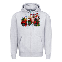 Heather Grey christmas farm animals truck Zipper Hoodie - RacoonDesign