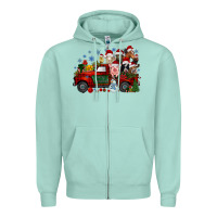 Seafoam christmas farm animals truck Zipper Hoodie - RacoonDesign