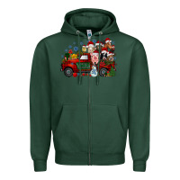 Sports Green christmas farm animals truck Zipper Hoodie - RacoonDesign